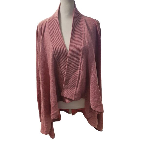 LOFT Pink Knit Cardigan Small Open Front Layered Cozy Cottagecore Grannycore - Picture 1 of 8